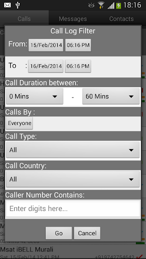 Call Log Search Filter GlogMe