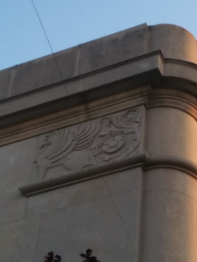 Winged Eagle Head with  Lion Body Mythical Beast Building Details