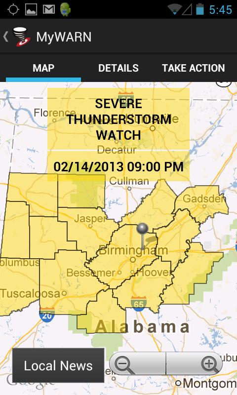 MyWARN Screen 3