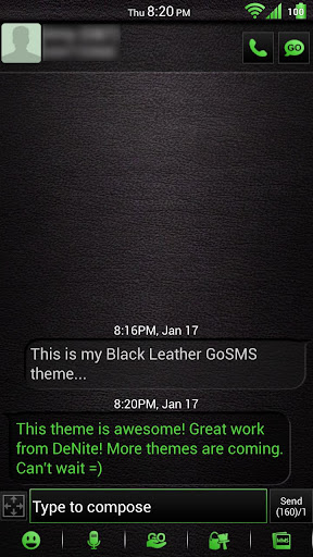 Leather Green GoSMS Theme