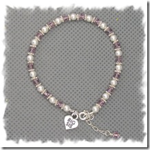Amethyst crystal white pearl silver spacers bracelet