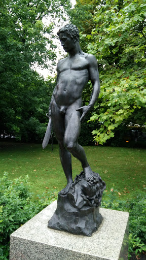 Mitologiczny Perseusz z odcięt