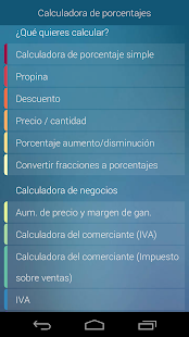 Captura de pantalla de la aplicacion Android Percentage Calculator