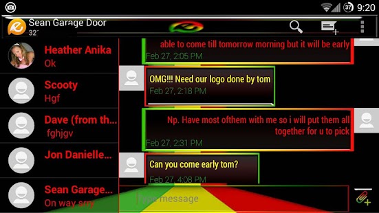 Free Rasta Roots HD EvolveSms Theme APK