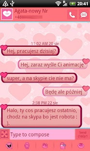 GO SMS Pro Pink Hearts Theme - screenshot thumbnail