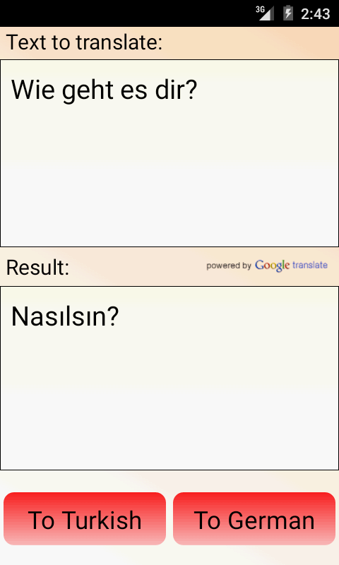 Android application German Turkish Translator screenshort
