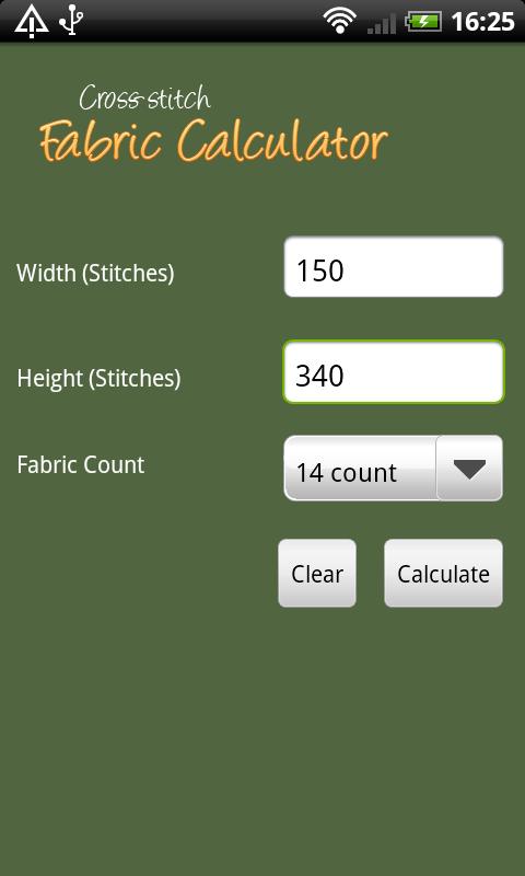 Android application Cross-stitch Fabric Calculator screenshort