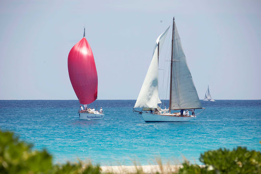 sailboats-in-Anguilla - Sailing in a bay off the coast of Anguilla.