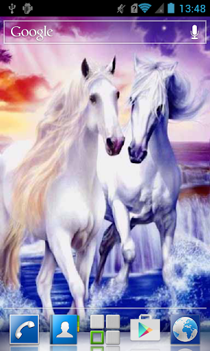 Two horses in the sea waves WP