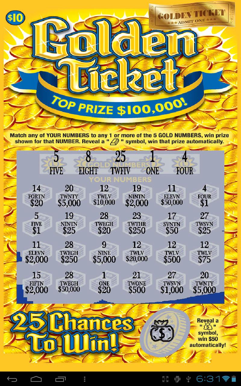 Gold Ticket Lotto Scratch Off Screen 3