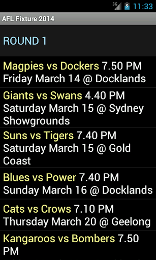 AFL Fixture 2015