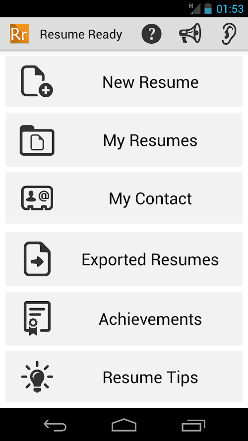 Android application Resume Ready Pro screenshort