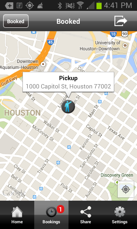 Android application Hailacab Houston screenshort