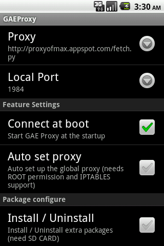 GAE Proxy - screenshot