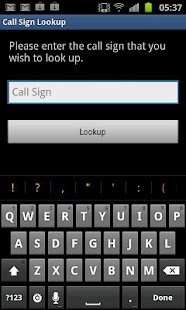 Call Sign Lookup screenshot