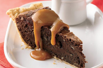 Fudgy Brownie Pie with Caramel Sauce
