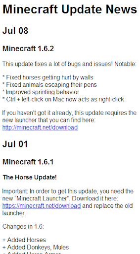 Minecraft Update News