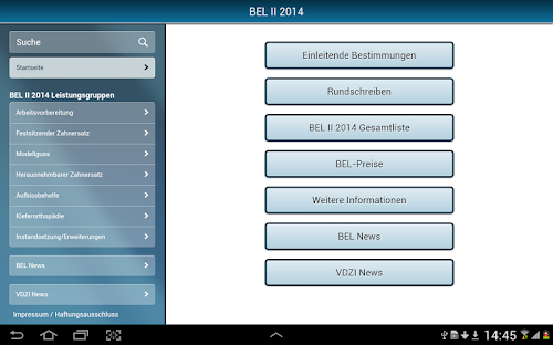 Android application BEL II - 2014 screenshort