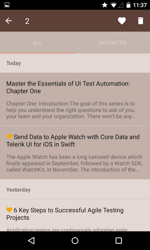 Android application Telerik Examples screenshort
