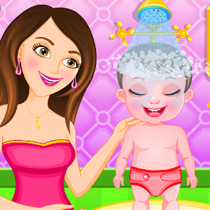 Lovely mom and baby caring logo