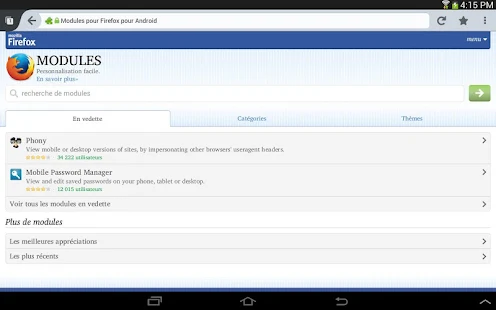 Navigateur web Firefox - screenshot thumbnail