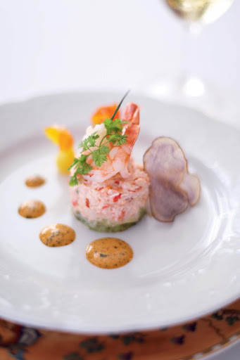 Culinary-Experiences-Lobster-Salad - A lobster salad starts off an elegant meal aboard the Crystal Serenity.