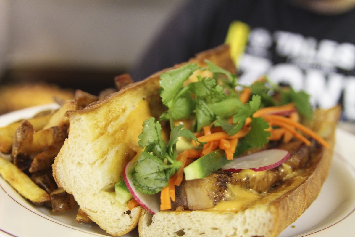 House Roasted Pork Banh Mi, Gluten Free version available.