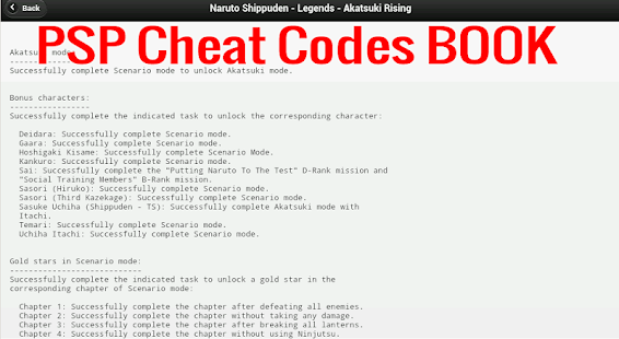 Lastest PSP Cheats Codes Book APK for Android