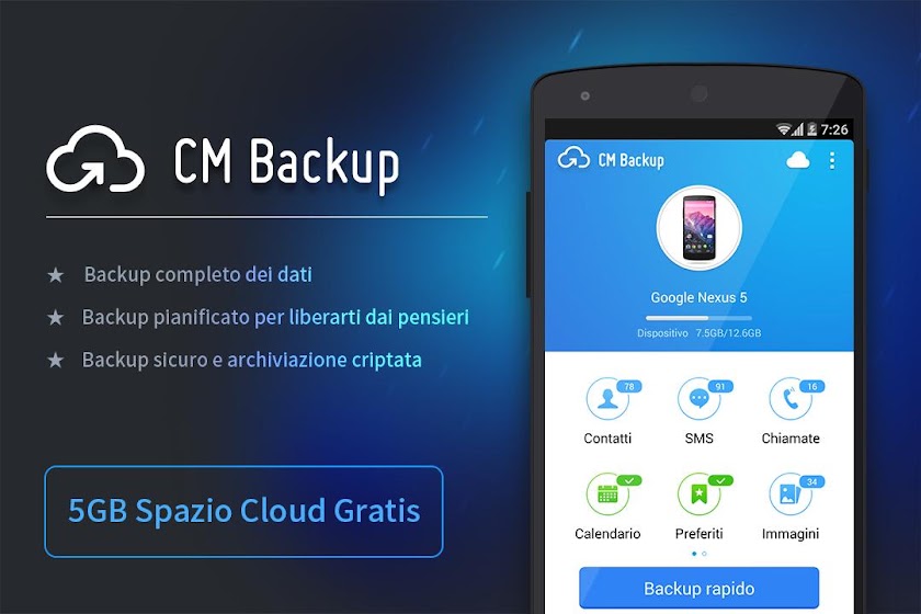 CM Backup - Contatti,Foto,SMS Screen 1