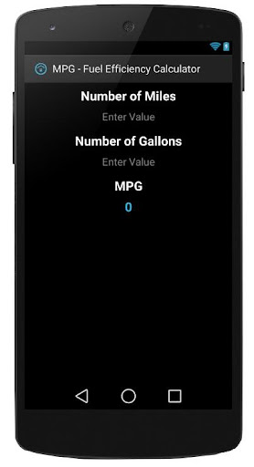 MPG Fuel Efficiency Calculator