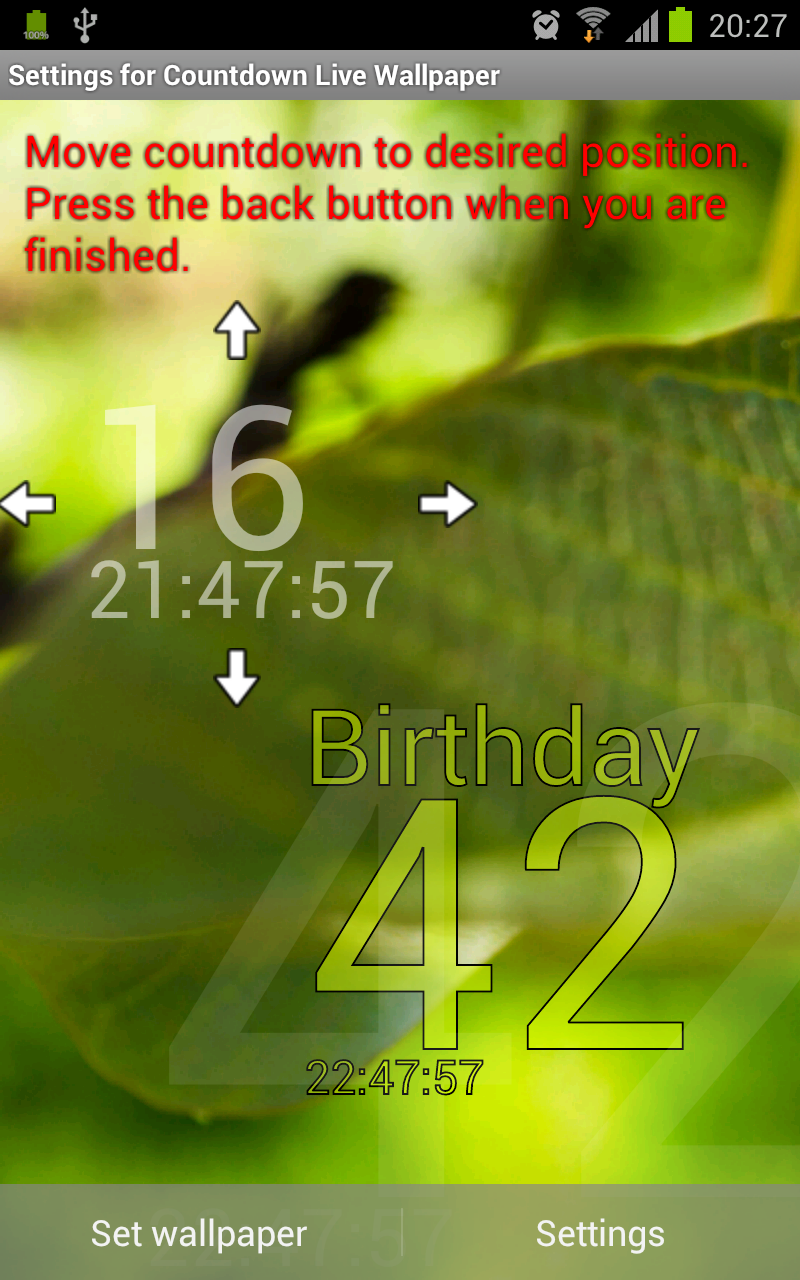 Countdown Live Wallpaper Screen 2