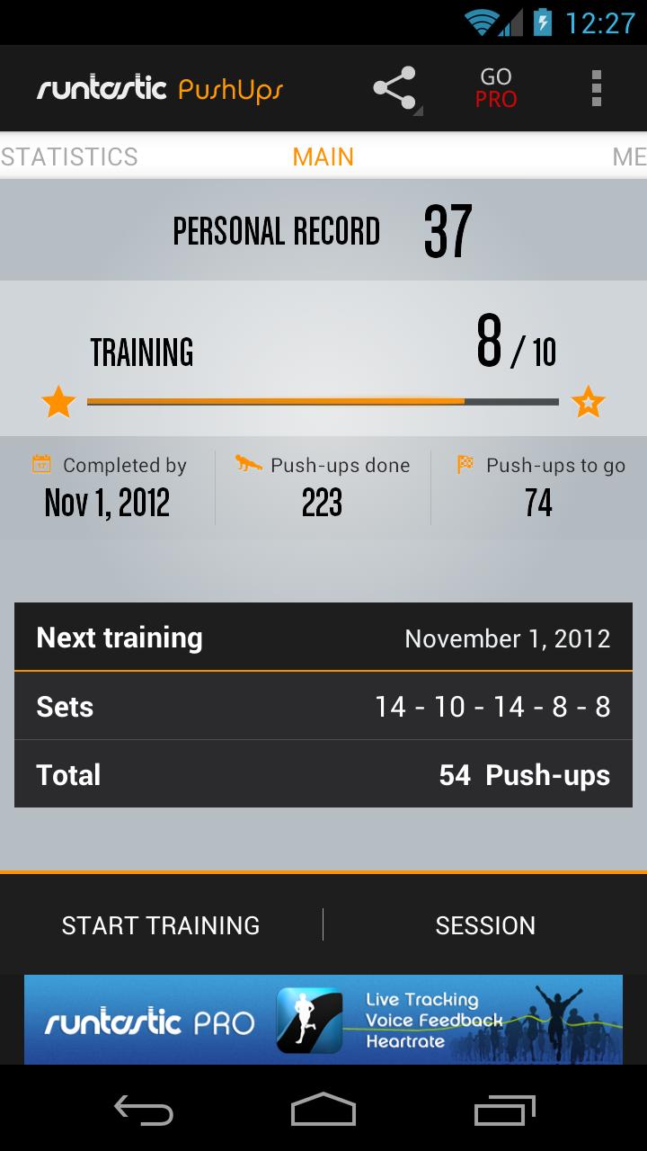 Android application Runtastic Push-Ups Workout screenshort