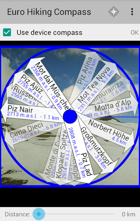 Android application European Hiking Compass screenshort
