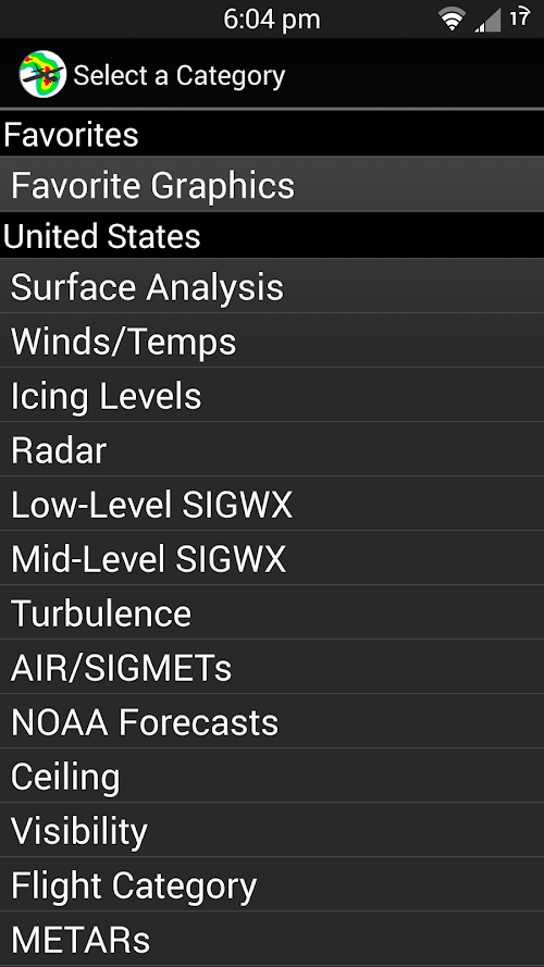 Android application Aviation Weather Graphics screenshort