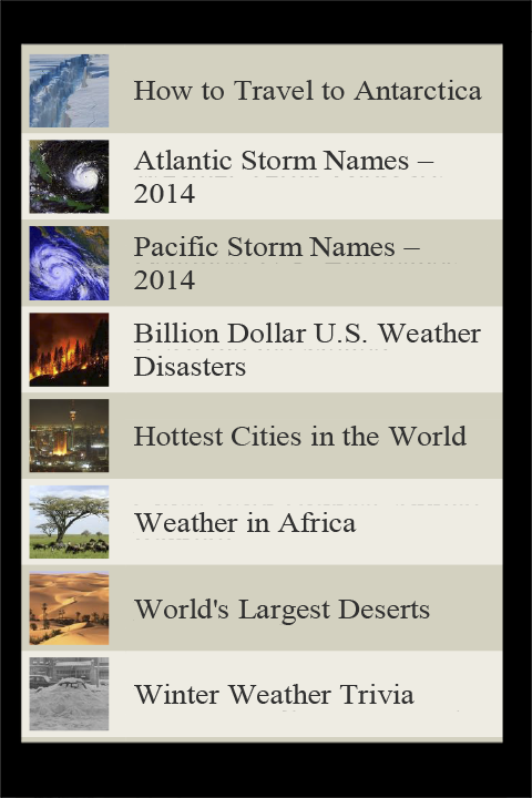Weather Lists Screen 2
