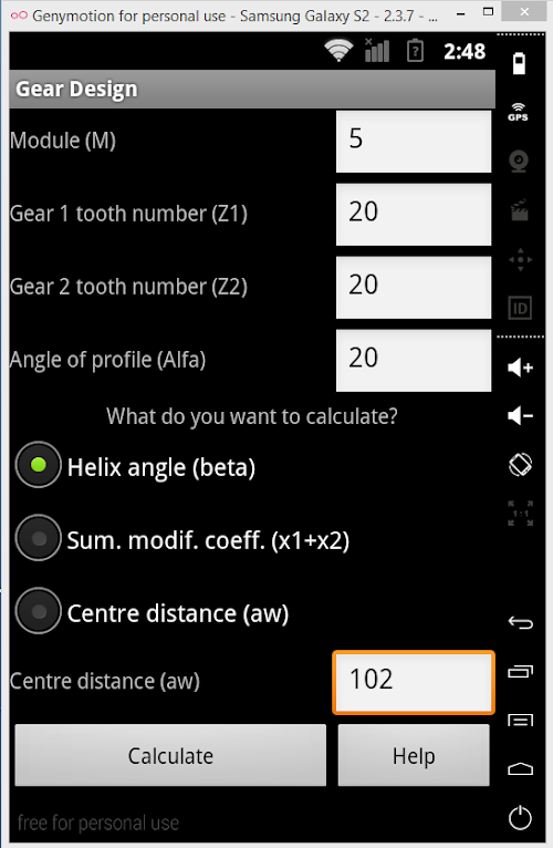 Android application Gear design screenshort