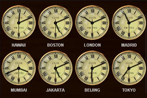CLOX 8 timezone clocks