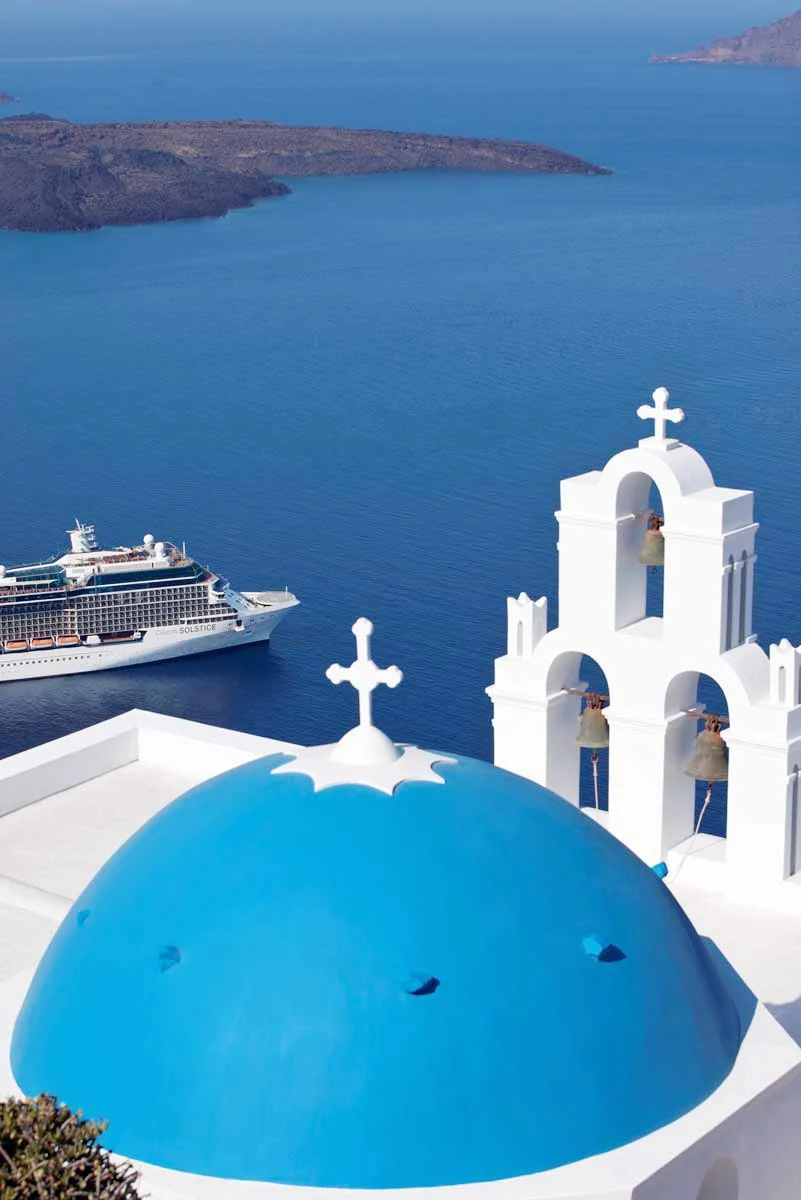 Celebrity_Solstice_Santorini - Celebrity Solstice will travel through the deep blue waters around the Greek Island of Santorini.
