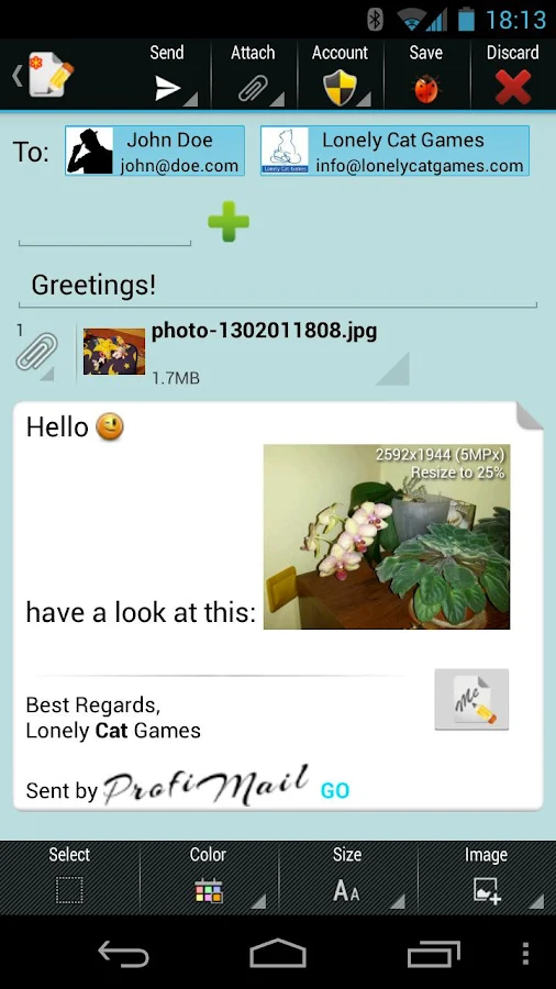 ProfiMail Go - email client - screenshot