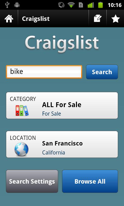 Android application CityShop - for Craigslist screenshort