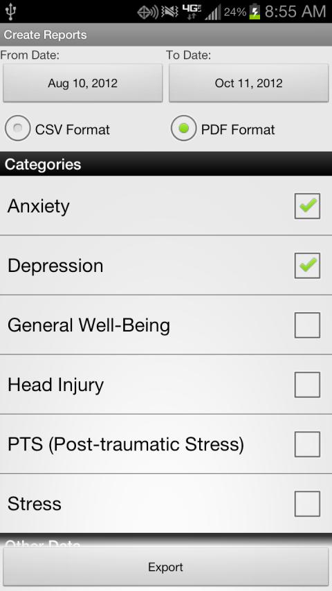    T2 Mood Tracker- screenshot  