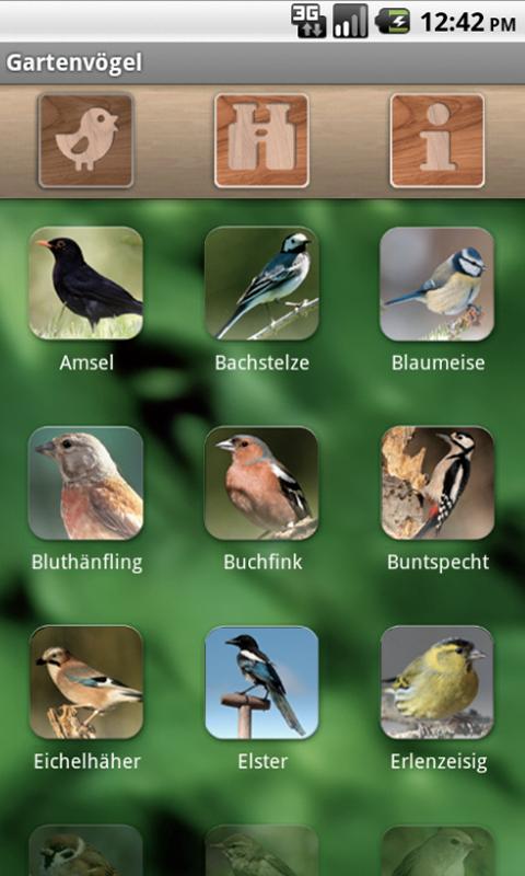 Android application Gartenvögel screenshort