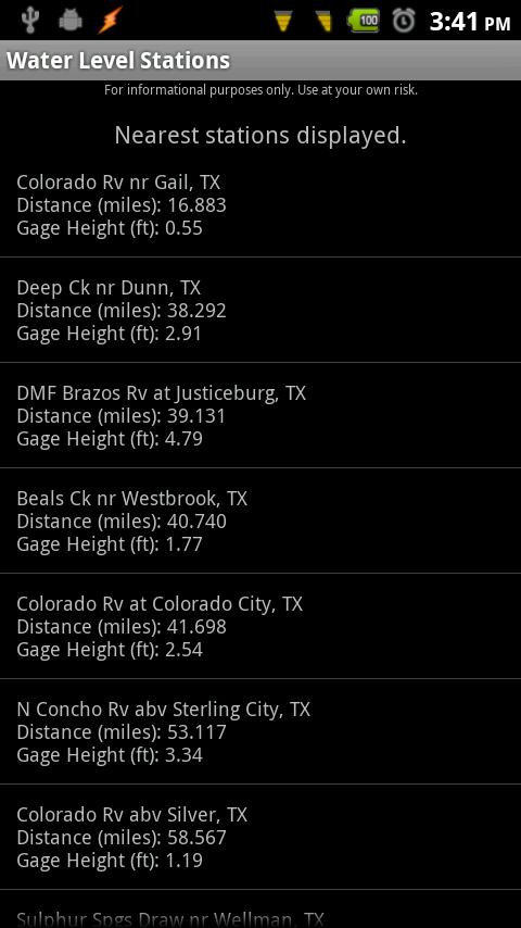 Android application Water Level Stations screenshort