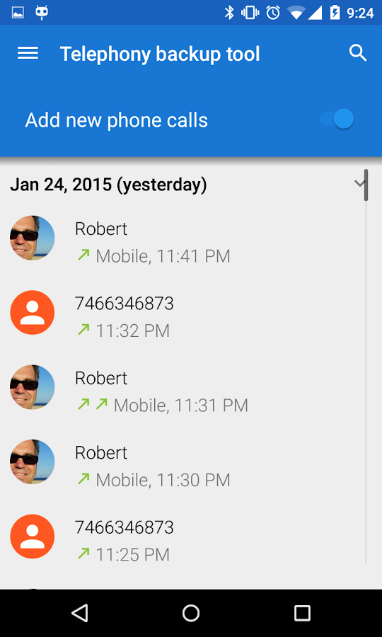 Telephony Backup (Calls & SMS) - screenshot