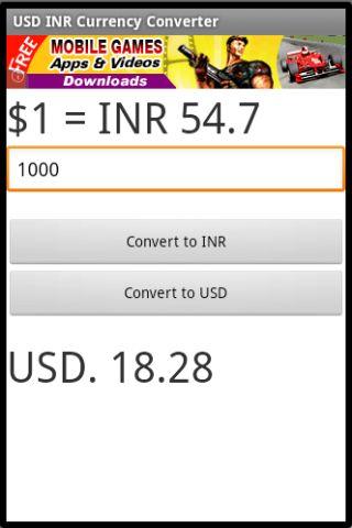 USD INR Currency Converter - screenshot