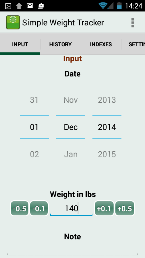 Android application Simple Weight Tracker screenshort