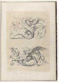 Draak en griffioen op een bladrank