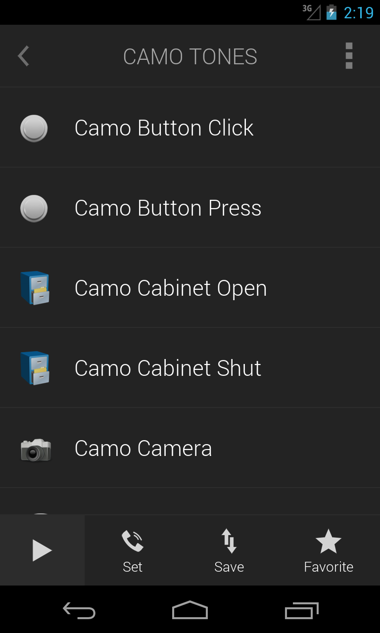 Android application Camo Tones - Secret Ringtones screenshort