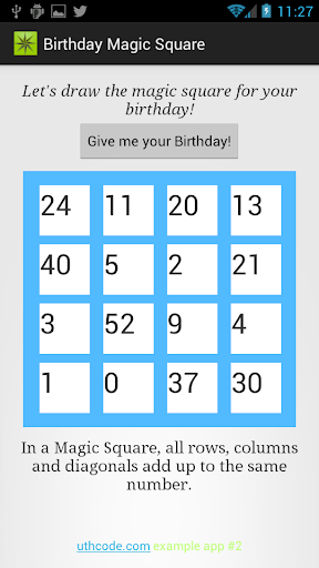 Birthday Magic Square