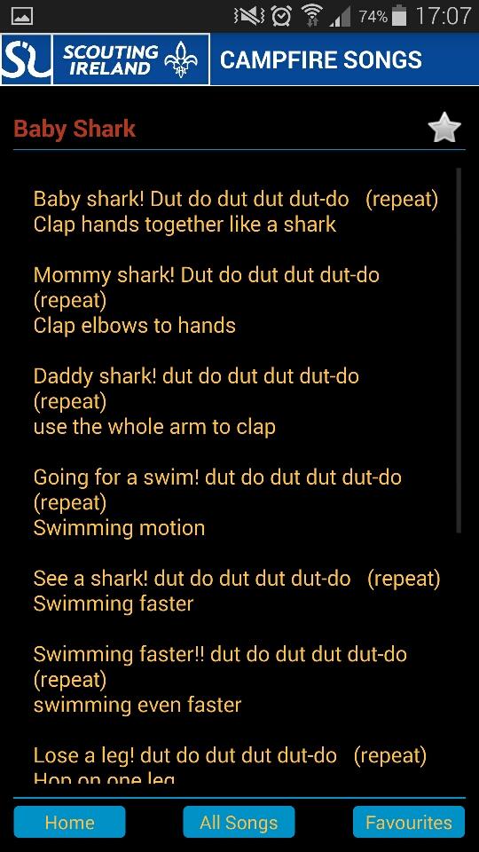 Scout Songs Screen 2